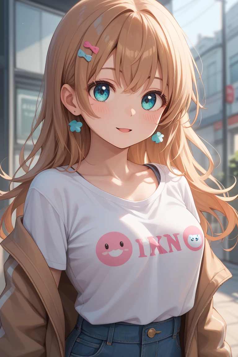 Female,(chibi:1.3),(white t-shirt,flat chest:1.3),long hair, brown hair,(blue Striped panties:1.3),Cat ears,(upper body:1.3),open mouth,smile ,blush,(spread legs:1.3),(legs up),(cameltoe:1.3),masterpiece,Noise Reduction,perfect anatomy,high resolution, ultra-detailed, ultra-detailed face,game cg,dutch angle ,beautiful detailed eyes,visualart,five fingers, perfect hands, perfect lighting, sparkling pupils,