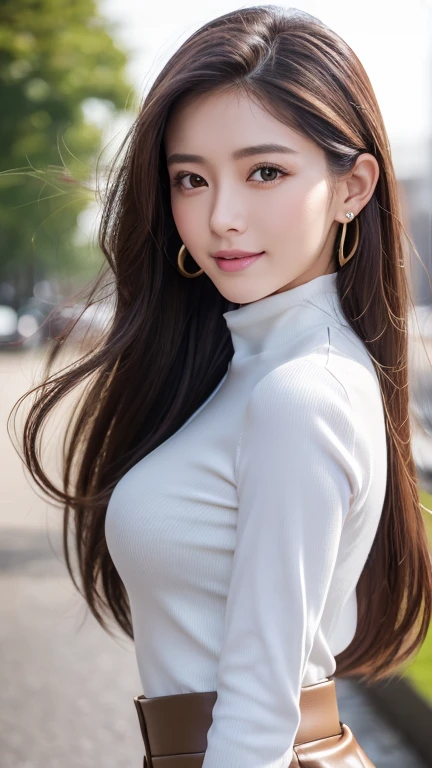 8K, masterpiece, raw photo, best quality, realistic, extremely detailed CG unity 8K wallpaper, depth of field, cinematic light, lens flare, ray tracing, (very beautiful face, beautiful lips, beautiful eyes), Face with intricate details, ((highly detailed skin)), best quality, masterpiece, ultra high resolution, (realistic photo:1.5), Original image, 1 woman, crop top, shorts, smooth, long legs, sexy look, pretty ,Smile faintly, long hair, long shot,model pose, big bust, divided, six pack abs, Morning in the city park.
