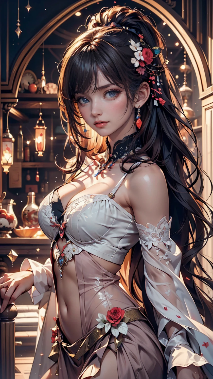 Close-up of a woman with colorful hair and necklace, Anime girl with space-like hair, Soft vitality of Ross Dres, Gubes-inspired artwork, Fantasy art style, colorful], Vivid fantasy style, Ross draws vibrant cartoons, universe and colorful, Gwaiz, colorful digital fantasy art, Great art style, Beautiful anime style, White skin, hulk clothes