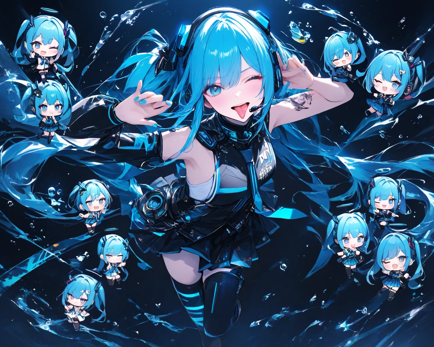 Anime girl sitting on the ground,Legs crossed, Splash art anime Loli, wallpaper anime blue water, A scene from the《azur lane》videogame, macross delta splash art, Kushatt Krenz Key Art Women, Best anime 4k konachan wallpaper, trending on artstation pixiv, Detailed key anime art, Digital art on Pixiv,A long double ponytail will be able to reach the hand,a pink eyes