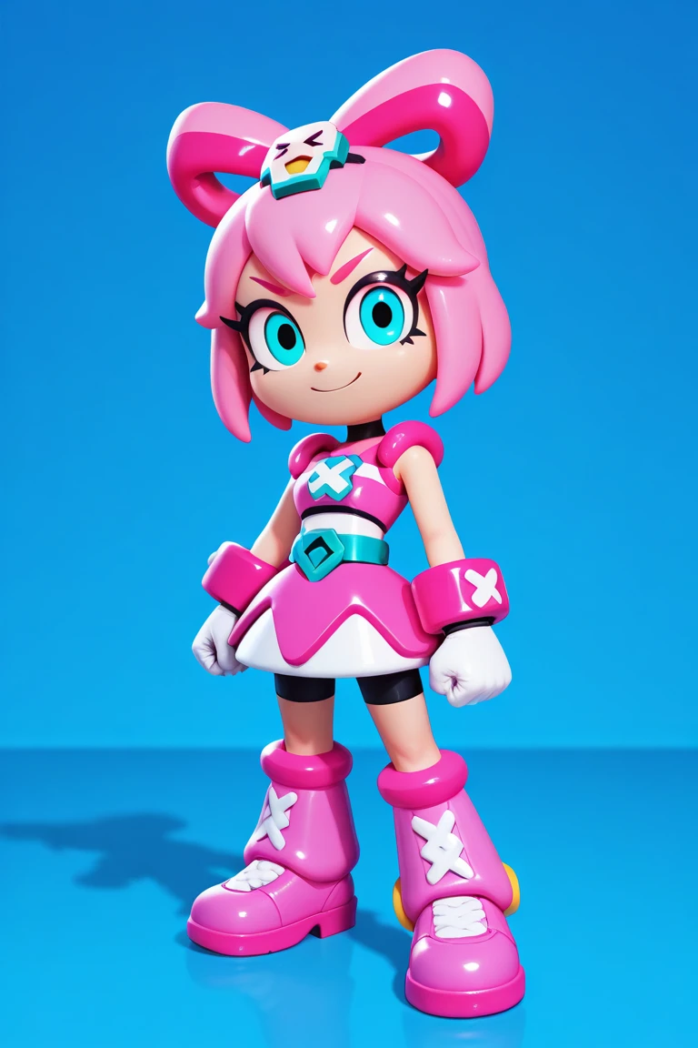 Super cute girl full body 3D drawing，adolable，Pop Mart blind box，Hand size, Masterpiece, 1girl， dramatic lights， Pink female mech， Honey Mecha， full bodyesbian， （Fly in the sky：1.6）， From above， Faraway view， super wide shot， Depth of perspective， depth of fields， Deep charge projector，