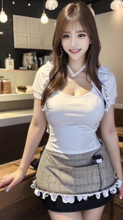 (dynamic angle:1.3, front view:1.1, breast focus:1.3, from above:1.1), (dynamic posing:1.2, sexy posing:1.2), (seductive smiling:1.3), ((holding Pasta on a plate,Taking the pasta out of the pan, worried about the outcome:1.2)),highest quality、(real、photorealistic:1.4),(ultra high resolution, 8K RAW photo, clear focus), best qualtiy, natural lighting, field depth, (Bright pupils, detailed beautiful eyes, high detailed face), Red lip, (tight focus:1.2), a girl 22yo old, Wearing a pastry chef uniform:1.3 , Thicc, thin breast, long hair, blue eyes,garter stocking, cleavage:1.2, midriff, black shorts, black thighhighs, thigh strap, pretty girl, (highly detailed beautiful face and eyes,firm breasts),real skin,((black,hair,long pony tail hair)),thin pubic hair,cute,lovely, detailed eyes,(double breasted:1.0,under bust:1.0),(with sparkling eyes and a contagious smile),open mouth, Looking at Viewer,A scene of make cooking Cakes in the kitchen