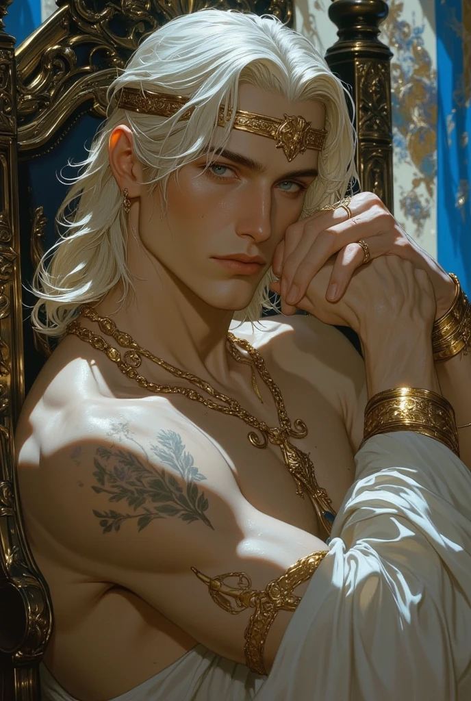 (masterpiece, dreamlike, hyperrealistic:1.35), (ageless beautiful slender androgynous male pharaoh, animalistic depraved breeder, beautiful eyes, weak flat chest, male crotch bulge, soft belly, curvy hips:1.5)