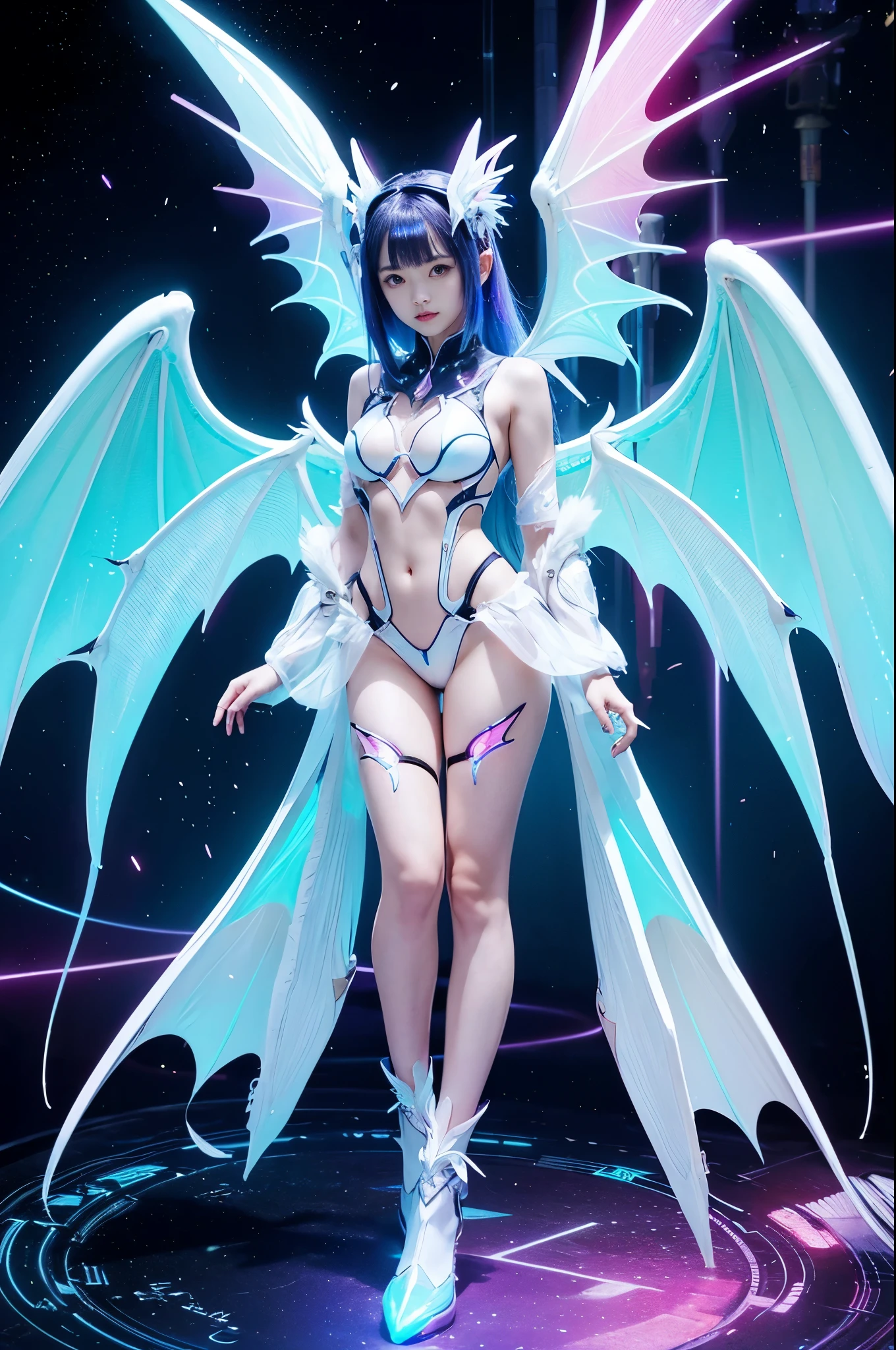 A young 15- yr old native European girl with lovely charming face,( pale skin texture masterpiece),(tomboyish haircut look),(smiling with exposed teeths showing)(perfect full body detailed anatomy), (Super accessories detailed), (meditating ), (perfect detailed bright sparkling eyes),( short illuminating onyx gemstone crystalized hair), ((expose big hard erect nipples))(( exposed panty ))((legs wide open showing pussy line))(( Wearing transparent illuminating costume of a vampire)), holding a treasure drinking glass or heart gemstone artifact (( illuminating different lights covering the sorrounding atmosphere)) on its back wearing beautiful large bat wings detailed design, The character solemnly praying, 7 different perspective view of that same girl & face profile sheet character style