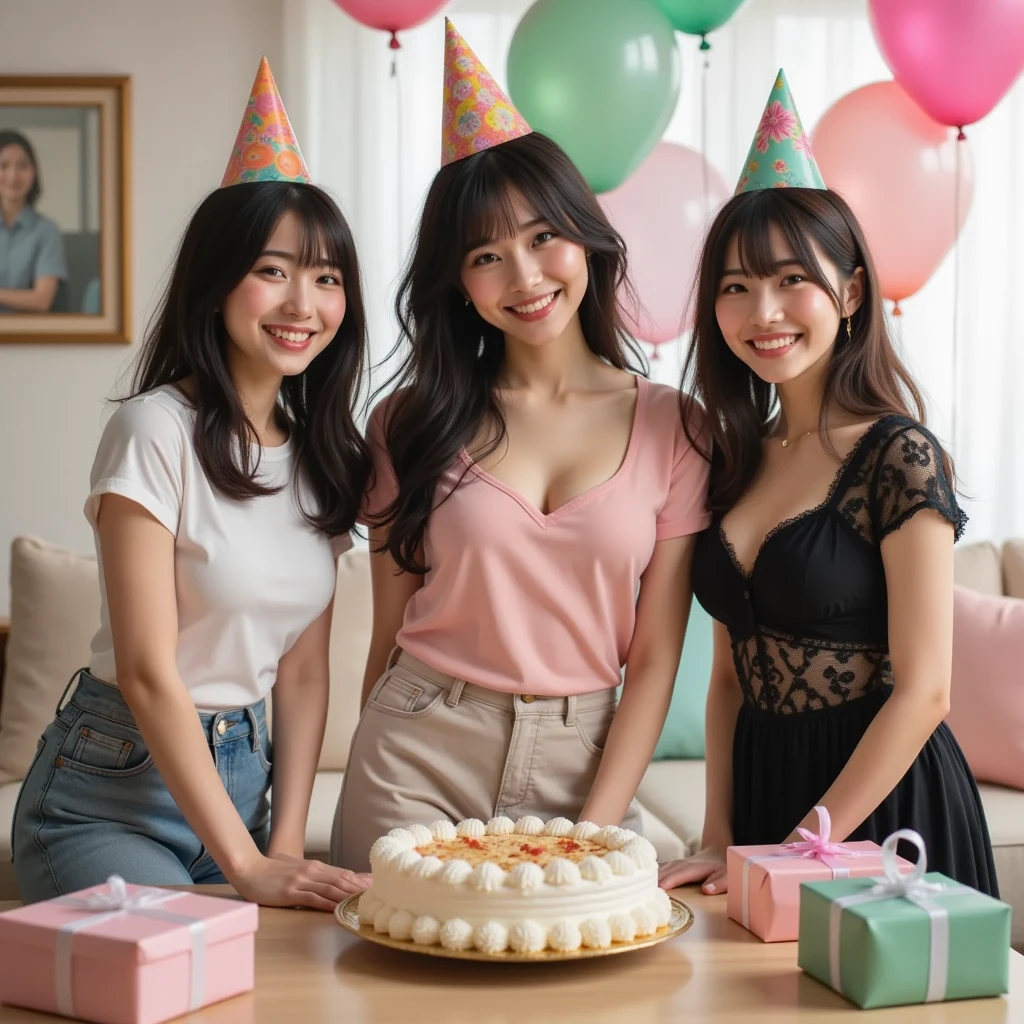 Several young people celebrating birthday birthday cake