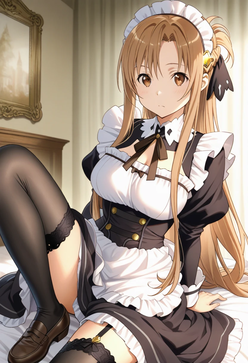 ((Best Quality)), ((masutepiece)), (Detailed), Perfect face, Cute Maid, lewd body, seminude, looks like asuna, nsfw