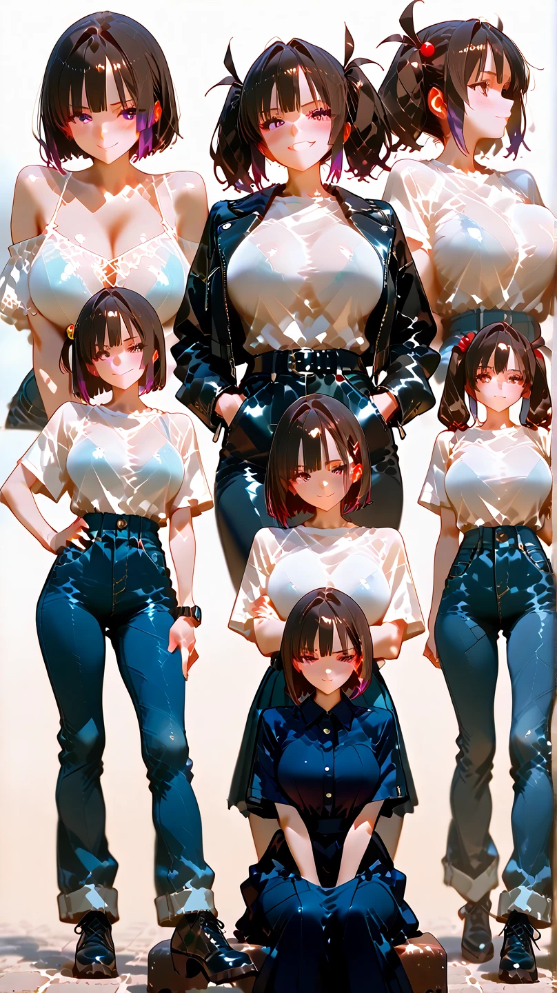 (masterpiece),best quality:1.5, ultra-detailed, high resolution, high quality, 16K, ((2heads:1.5)), ((brown hair)), ((blonde hair, (different hair colors), long hair, (bikini), (1girl), conjoined twins, ((black tank top)) (midriff-revealing tank top), (sexy silhouette), futuristic city street, lustrous and smooth skin, (mature woman), seductive silhouette, ((slim hips)), casual hot pants , sexy proportions, Beautiful girl with accentuated slender abs, seductive woman, lustrous woman, (detailed eyes), seductive smile
