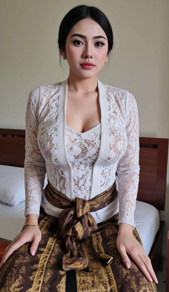 A beauty girl with tattoos on body, beautiful art tattoo detailed, ((text tattoo on body:LOVE)), Wearing kebaya dress, detailed beautiful eyes, big breast, show areola, nipples erected detailed, open legs, dark hairy pussy, vulva vagina detailed, realistic,