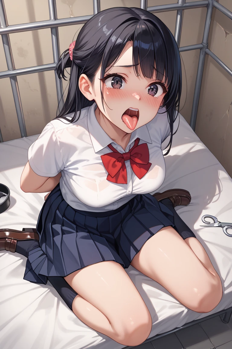 Masterpiece artwork,Superior image quality,high resolution,4 k image,CRU photo,Photorealistic,{alone},{{{vagina}}},sex toy,dildo, Insert into , uniform,ahegao,a brunette,school girl