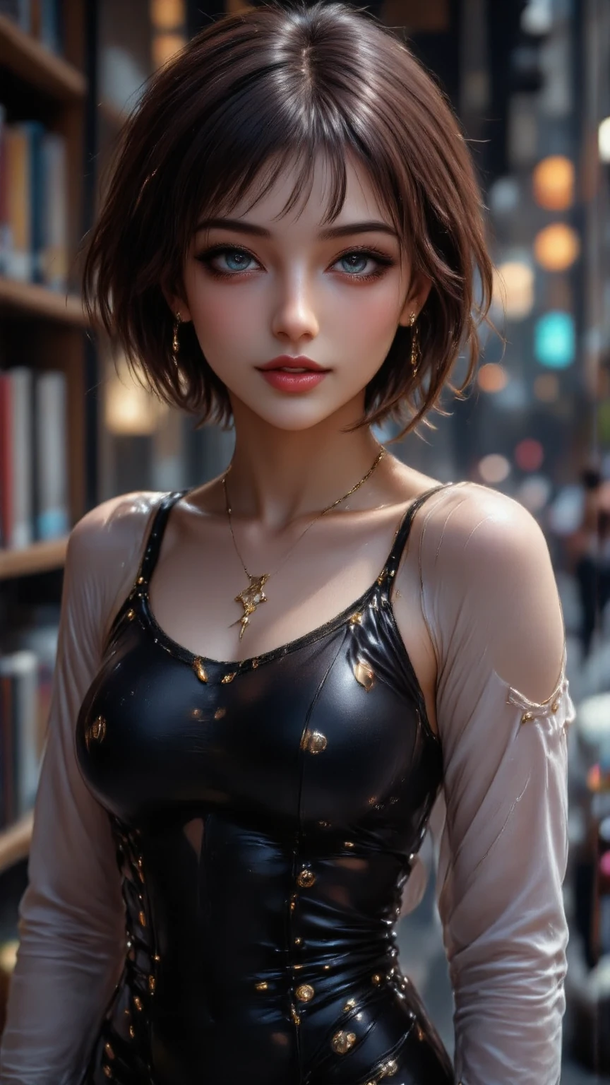
Jason :male,White man, black hair,blue eyes, He looks handsome and cool.rough

Bee:A girl with short hair, black hair, brown eyes she fair skin, pregnant appearance, huge breasts,beautiful, sexy 
