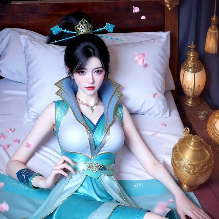 hiper beautiful mulher branca de neve moderna hiper-realista, roupa amarela, saia azul e detalhes em vermelho bota longa vermelha 16k fundo medieval futurista cabelos longos pretos hiper-realista fundo Steampunk, close fotografia e darkness.