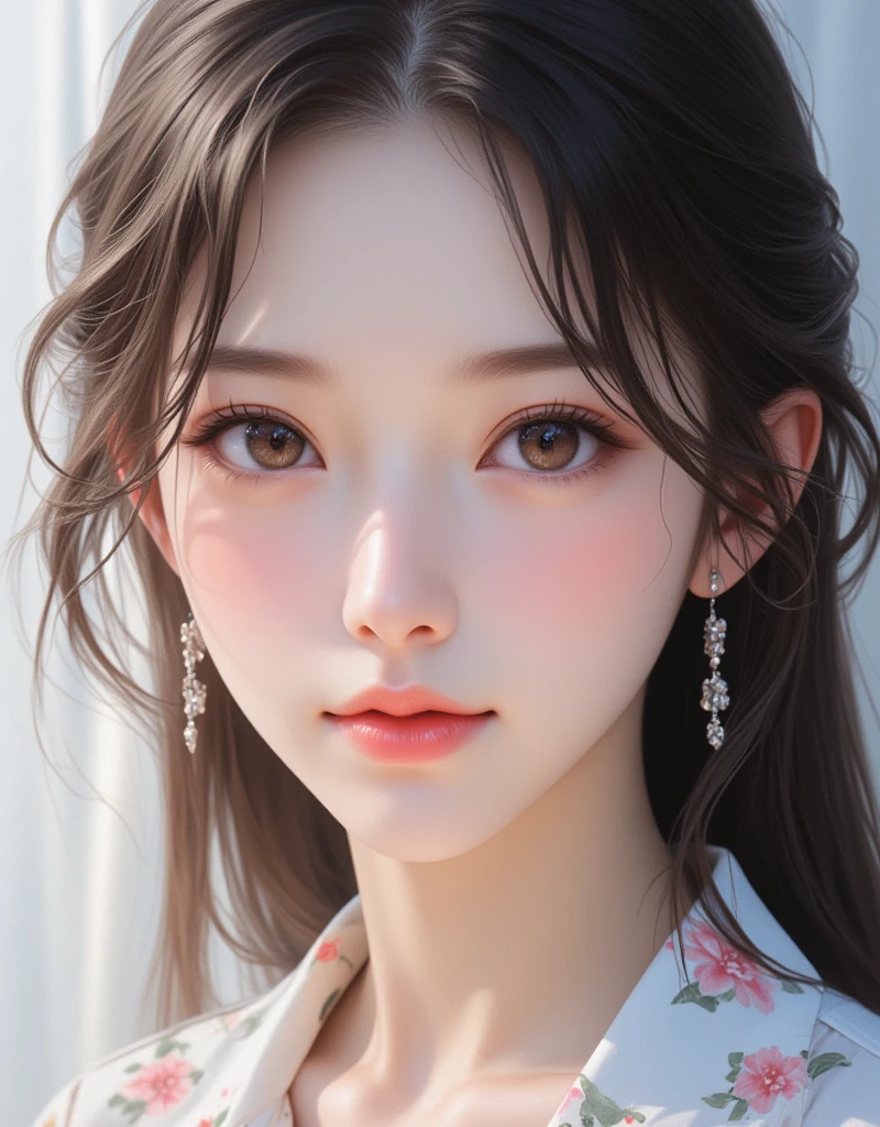 (8k, RAW photo, photorealistic:1.25) ,( lipgloss, eyelashes, gloss-face, glossy skin, best quality, ultra highres, depth of field, chromatic aberration, caustics, Broad lighting, natural shading,Kpop idol) looking at viewer with a serene and goddess-like happiness,