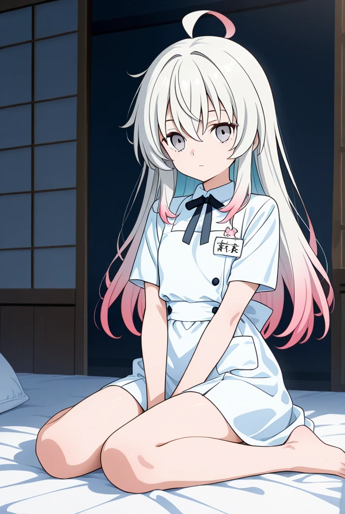 izumi_sagiri,bow, pink_bow, long_hair,silver hair, pajamas, hair_bow,sagiri_izumi,1girl,sagiri_izumi,1girl, blue green zipper coat,face front,closed mouth<lora:sagiri_v1:0.8>,detailed,masterpiece,ultra-detailed,solo,(1boy),(white background:1.3),izumi_sagiri,bow, pink_bow, long_hair,silver hair, t-shirt, hair_bow, blush, collarbone,closed mouth,sitting, full_body,((one girl)), ((izumi_sagiri)),bow, pink_bow, long_hair,silver hair, pajamas, hair_bow, pink hairpin, white short sleeve t-shirt, masterpiece, best quality, <lora:IzumiSagiri_sagiriV1:0.5>, izumi_sagiri,bow, pink_bow, long_hair,silver hair, pajamas, hair_bow, detailed,masterpiece,ultra-detailed,solo,(1boy),(white background:1.3),izumi_sagiri,bow, pink_bow, long_hair,silver hair, t-shirt, hair_bow, blush, collarbone,closed mouth,sitting, full_body, ((normal sized eyes)),Shy by nature, very afraid of strangers. Fear of face-to-face contact with outsiders,With snow-white skin, silver-white long hair, and water-blue pupils, she is a beautiful girl with regular facial features, tender and delicate. Slender and petite, (She seems to be an extremely silent and expressionless character, but she is actually the type who can easily write her emotions on her face)