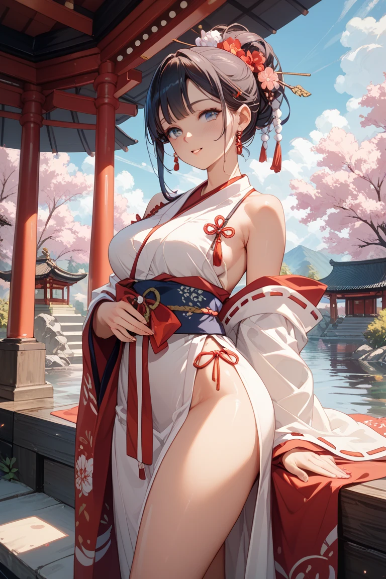 (Photorealistic:1.8, Highest quality:1.8,8K masterpiece:1.8,High resolution,Mastepiece:1.8,RAW Photos,Cinematic lighting)、A masochistic woman tied up with rope、Lying on your back、Top view angle、 (Japanese Kimono、A super mini kimono with a beautiful and cute orchid-style floral pattern:1.5、choker)、Breast Rope、Thigh rope、(Shoulders bare:1.3)、Bare thighs、Beautiful fair skin、Black Pink Jenny's pause、Random Pause、Blindfold、Gagging in the mouth