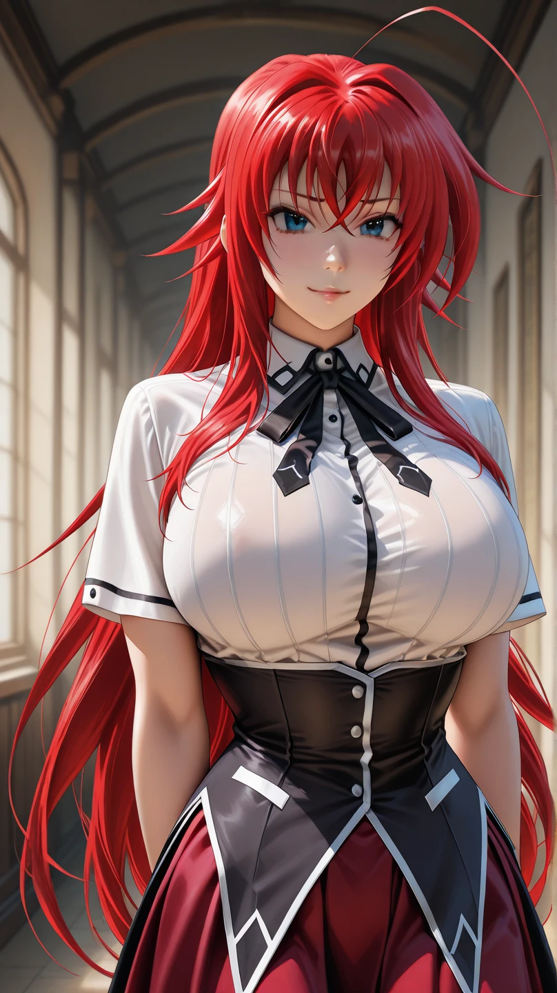 (High quality, High resolution, Fine details), modern setting, textured background, (Cute and fashionable frilly clothes), solo, curvy women, long flowing red hair, sparkling eyes, (Detailed eyes:1.2), pouty, angry, furrowed brows, blush, (hands on hips), (clenched fists), Sweat, Oily skin, shallow depth of field, radiant aura, alluring charm, dramatic lighting
