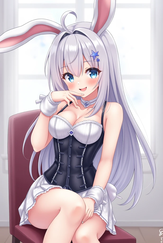beautiful girl, naked,Cat ear,Long white hair,Light blue eyes,cute, young, small limbs, short fingers, Big Breasts, smile, Big ribbon, Thin and light clothing, 透け感のあるWet白いドレス, Sheer white lace tights, Thin, sheer white tights,Smooth Skin,lift the perineum,Her cleavage is protruding ,(Spread your legs),(The hand details are perfect too.),(Wet),Squat,Wet,Vulgarity, leaking,