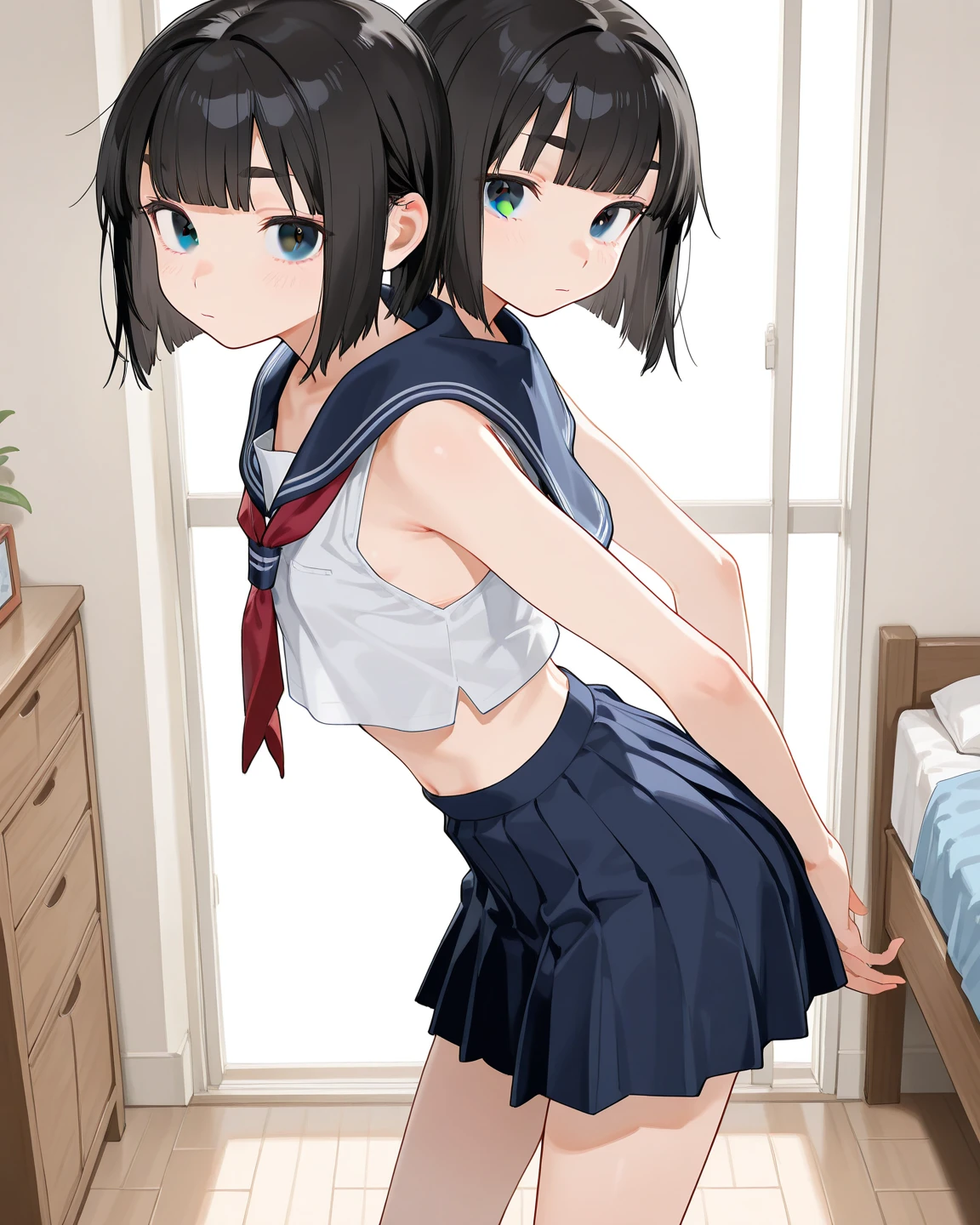 (Cute eyes:1.2), (Sparkling eyes:1.2),(Beautiful Eyes:1.2), Highest quality,wonderful,finely,Highly detailed CG Unity 8k wallpaper, (The three of them lined up and hugged:1.3),(Caressing the pussy:1.5),(Three people with different heights:1.5), (Three Girls, Tennis Player, Skinny body, Dressed), (Huge breasts), (Open your mouth:1.1),(Black knee socks:1.3),(Thighs:1.3),(Waistline:1.2),(Matching white tennis uniforms:1.2),(From behind:1.2),(Beautiful eyes:1.2),(Different hairstyle),(Seniors and Juniors:1.3),(All three have different eye colors:1.5),(All three have different skin colors:1.5),(Thighsまで隠れるニーソックス:1.2),Upper Body,(locker room:1.3),(Love juice:1.3)