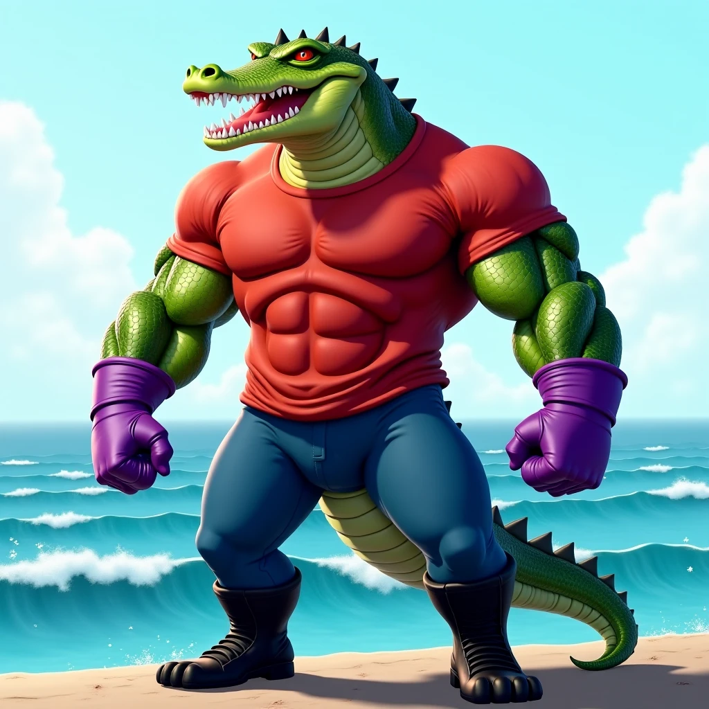 Detailed digital illustration of an anthro Iguana (Flexing muscles, displaying strength) at a Holographic chess players in urban park, <lora:xl_more_art-full_v1:0.5>, <lora:anthro_muscular:0.7> , <lora:madpunk:0.4> madpunk