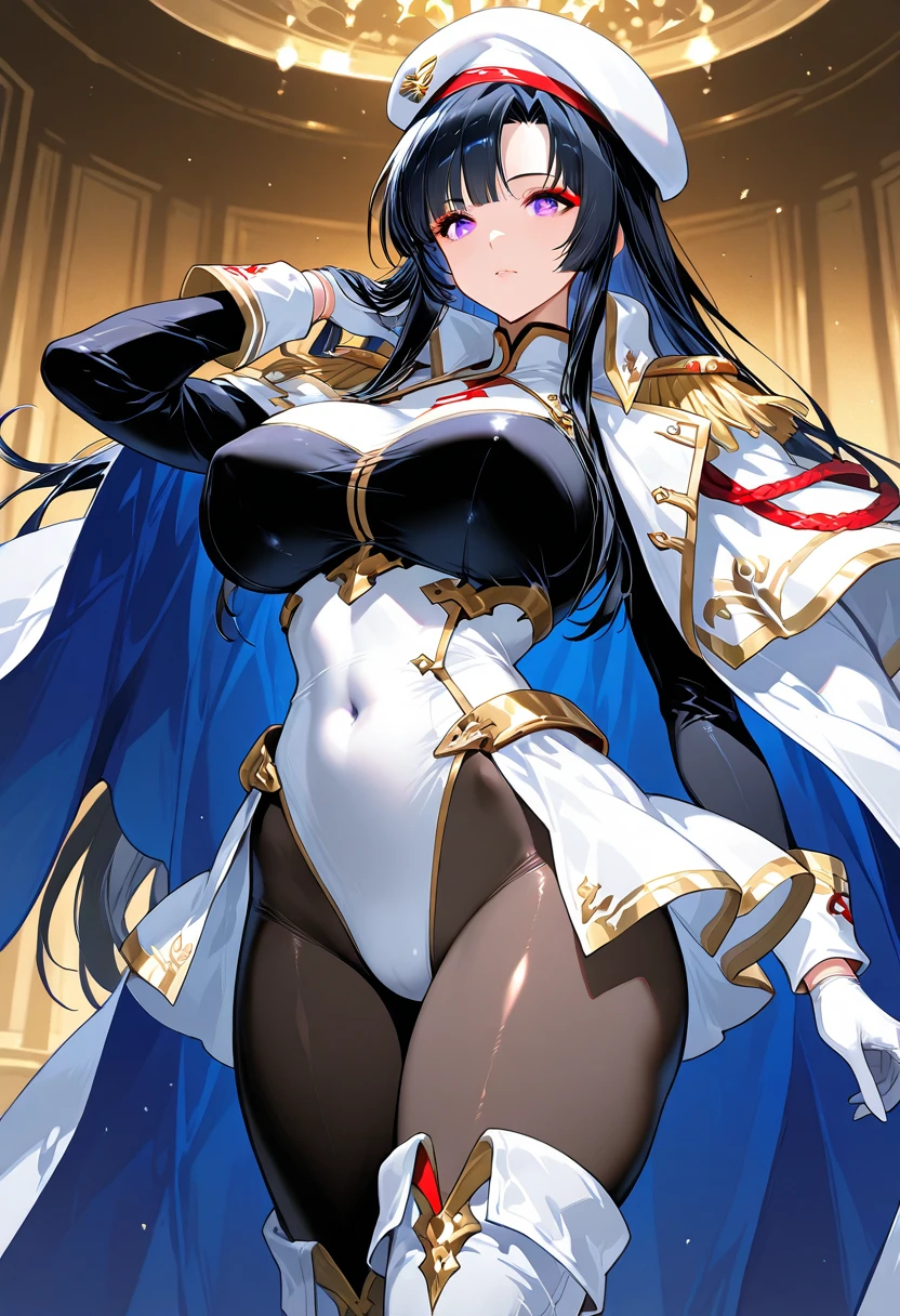 (masterpiece:1.2), (highest quality:1.2), 1girl, solo, pointy-ears, dark-skin, breasts, dark-skinned-female, transparent-background, dark-elf, large-breasts, black-hair, cape, elf, earrings, full-body, jewelry, tattoo, thighhighs, hair-over-one-eye, very-long-hair, navel, yellow-eyes, high-heels, boots, underwear, cleavage, looking-at-viewer, panties, revealing-clothes, standing
