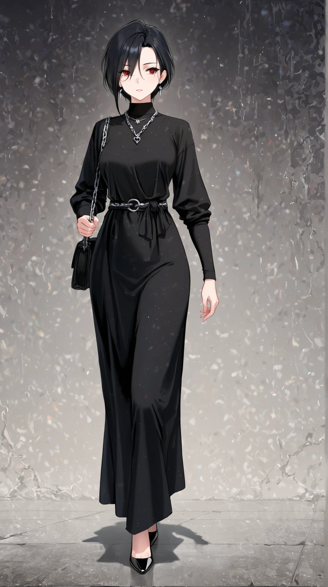   (( Highest Quality)) , ( ultra high resolution) , ( very well detailed) , ( detailed explanation ) , ((  best CG  )) , ( best artwork ) ,  Ultra Precise Art  , Amazing Painting Art , ( Exquisite Art:1 . 5) ,female, shoulder bag, earrings, chain pendant, sash belt,