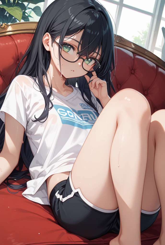 multiple views、(two girls:1.5),(surreal), (detailed illustrations), (High resolution),(Perfect illustration),(detailed person), (In 8K), (very detailed),(sit vulgarly:1.3),(Micro bikini with very small fabric area:1.5), A happy smile, eyes are blue, muste piece, best quality, detailed breasts, , (junior high school girl:1.8),( wet with sweat:1.2), (Wet and see-through white micro bikini(You can see through her pussy.,nipples are visible:1.4)),(Wet and transparent black micro bikini):1.4),, (very small :1.7),(girl with short cut glasses:1.4),(:1.4),(Wet and transparent white low-rise racing bloomers),(Contains many sponsor logos:1.5),(sticks to the crotch:1.2):1.6)、(Mansuji muscle:1.4),(looks beautiful:1.3)、(Stick your butt out and turn around:1.5),(Butt hole is clearly visible:1.5),(Pubic hair is sticking out a little:1.6),(Athletics stadium during competition:1.5),(no underwear:1.4) ,(小さなnipples are visible:1.2),(matching track shoes:1.2),(Her beautiful little pussy is clearly visible:1.4),(I can see the shaved hair:1.4),(I can see pubic hair growing:1.3),(They both spread their legs wide.:1.5),(You can see her little hairy pussy :1.4),Japanese,