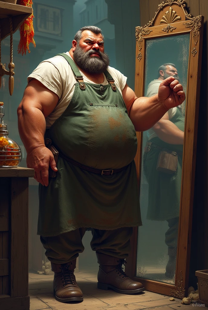 Dwarf man in bathroom