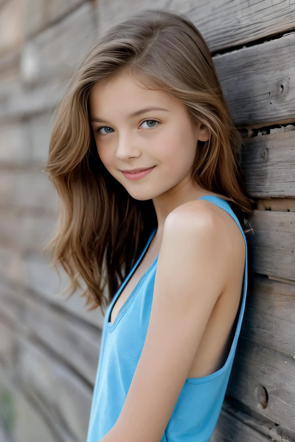 Punktezahl_9, Punktezahl_8_hoch, Punktezahl_7_hoch,
photorealistic, echtes Foto, wall background, 1 sehr sehr junges Tween Mädchen, German blonde girl, beguiling beauty, realistisch, 1 girl, süßes perfect face, perfect face, natural colors, hazel eyes, freckles, Blush, rosy cheeks, big eyes, Side portrait, kleine, full breasts, tank top covered,
((offen, sideboob, Armholes, from the side, Nippelslip)), sideboob nipslip, (sheer tank top with large Armholes), bedeckt_aufrecht_Brustwarzen, _Stil, pretty face,13_yo, 13_yr, tween