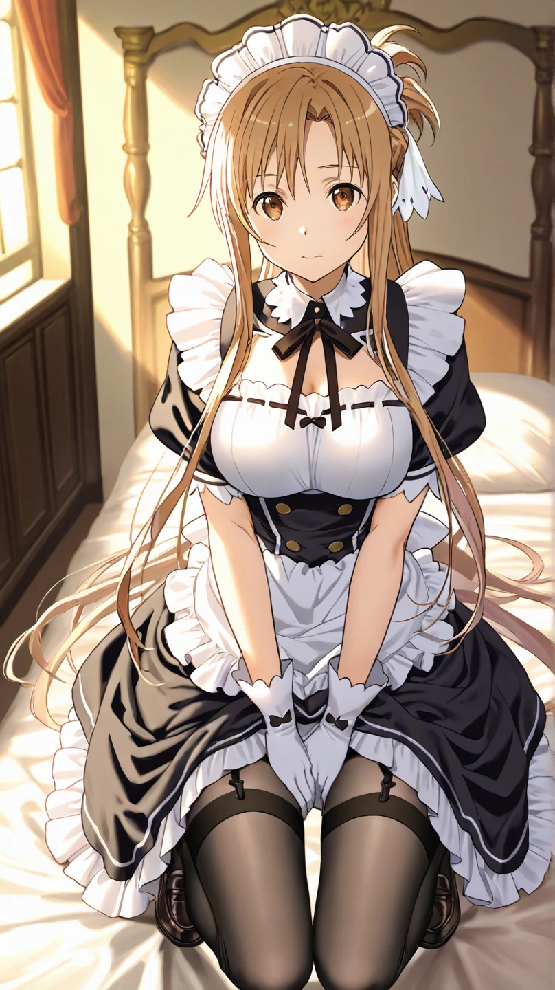 Shiny blond hair, very long hair, sophisticated haircut, ((((hair fully braided)))), ((small twisted braids)), thin and oval face, submissive, (((gagged))), ((((very cute maid girl)))), ((((very cute black maid dress)))), ((((cute waitress serving a blond man)))), cute and blushing 18 years old anime girl, look away because she is embarrassed and blushes, bright blue eyes, detailed face, detailed members, detailed arms, detailed hands, ((((sparkling diamond jewelry)))), tiara, ((makeup)), high heels, puffy sleeves, long gloves, long eyelashes, maid costume, maid dress, maid girl, Girl lying, tied by ropes, shackled, can no longer move, tied tightly, very hard tied up with lots of ropes, hampered by so many ropes that she can no longer move, bound hands and feet, ropes tie his whole body, tied extremely tightly and forcefully to her bed by a lot of ropes, its limbs are strongly tied together by ropes, his torso is tied up with thick cords, her chest is so tied up with ropes that it sticks out, her legs are tied tightly with thick ropes, his hands are tied behind his back with ropes, she can no longer move her feet, her hands which are tied by thick ropes, she desperately tries to free herself, likes to be tied tight with big ropes, likes to be immobilized by big ropes, lying down, his hands and feet are strongly tied to the railing of his bed, his legs are pressed together and tied with ropes, its limbs are held vigorously by imposing ropes, her hands are tied securely behind her back by ropes, her chest is compressed by strong ropes, she is pressed against her bed and restrained by large ropes (shibari, arms behind the back:1.4), (hands on the back), (masterpiece, best quality) 1.5, 1girl, solo, (sexy, beautiful woman, perfect face, perfect eyes, perfect hands), samus aran, (shibari, arms behind the back:1.4), (hands on the back), Spread the legs, s' ((lie in bed by big ropes)), ((close up of the girl)), ((((lie in bed))))