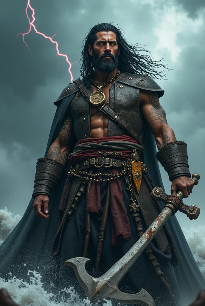 ((Masterpiece:1.2, Best quality)), (dark magic), 1man, Solo, (Witch hat), aurora, Night, Star (sky), mitts, sky, Night days, (goaty beard, bald head,) muscles, abstract colors, texture, film grain, skin pores:0.1 hasselblad dslr RAW photo, backlit intricate dramatic portrait of an handsome black bodybuilder wizard casting a spell, standing on medieval fantasy city (cobblestone street)1.2, foggy morning, cinematic movie still frame, (analog style)1.3 (film grain)1.3, (storm:1.2), (face focus:1.5), (bloom:1.1), Red glowing eyes,