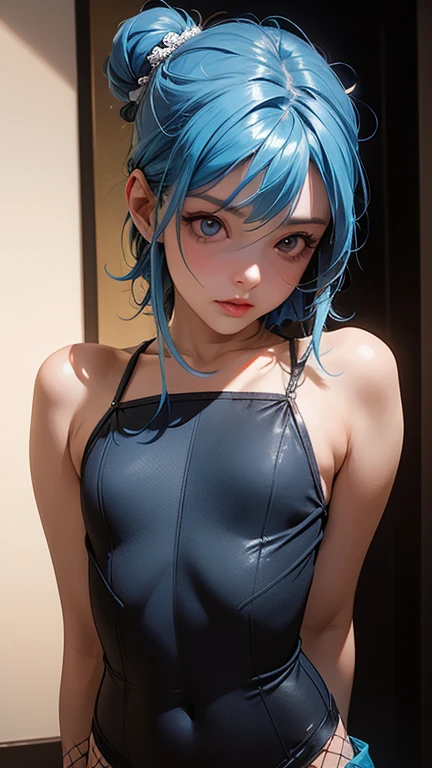 Funnily joy blue eye blue hair green dress