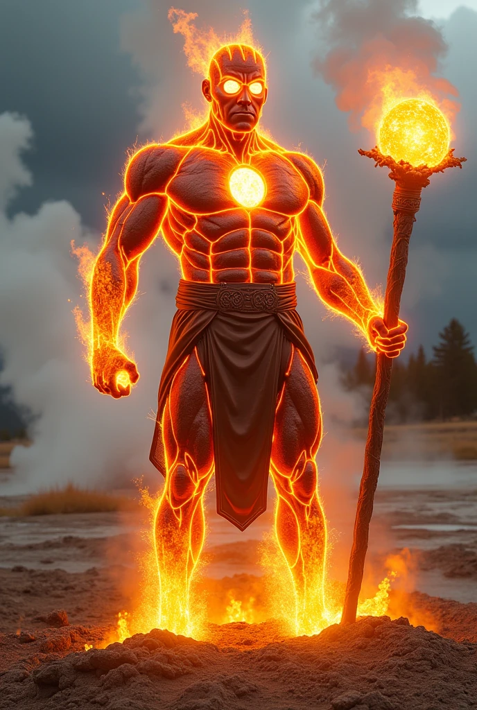 Fire modi standing in between the lake on sunset