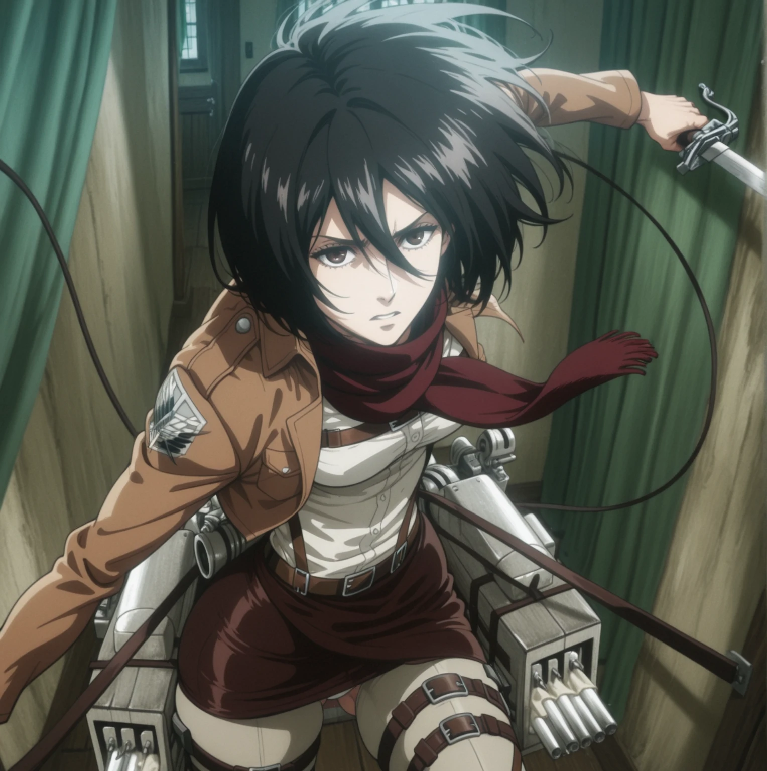 1girl,ultra high details, ultra high auality,(highly detailed face)1.2,(high quality of face)1.3,Mikasa Ackerman,highly detailed abs,perfect female anatomy, best quality of shadows,highly detailed muscles,beautiful face,volume shadows