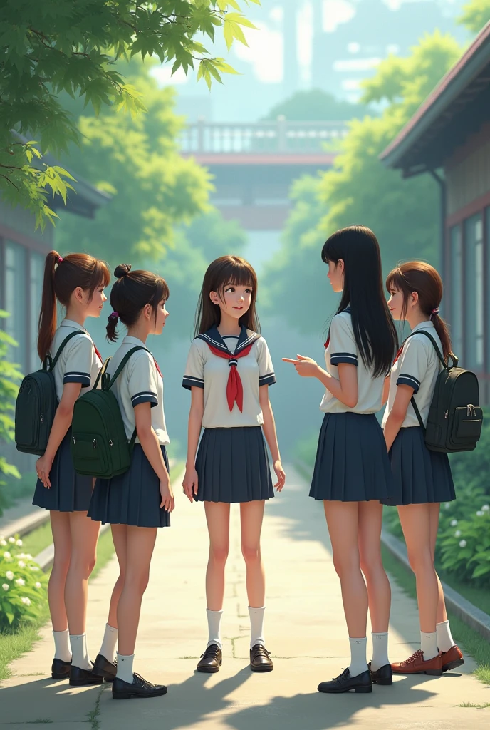 Chinese high school students，Wearing a white school uniform top，forest，Reality，Realistic Photography