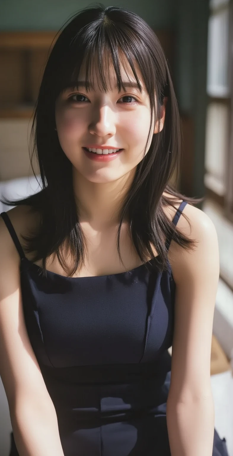 table top, highest quality, shape, Super detailed, finely, High resolution, 8k wallpaper, 完璧なダイナミックな構shape, finelyて美しい目, dress,medium hair, middle of chest, natural color lip, random sexy pose,random face,smile,tower apartment