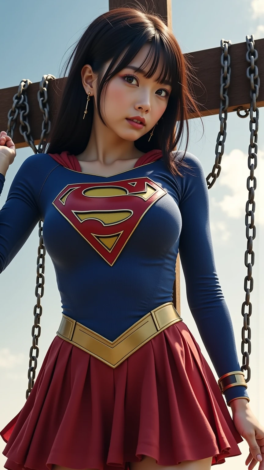 1 beautiful girl (( 18s, big breasts, voluptuous body, supergirl)) using lingerie ,lace garterbelt and stockings 7/8 in night