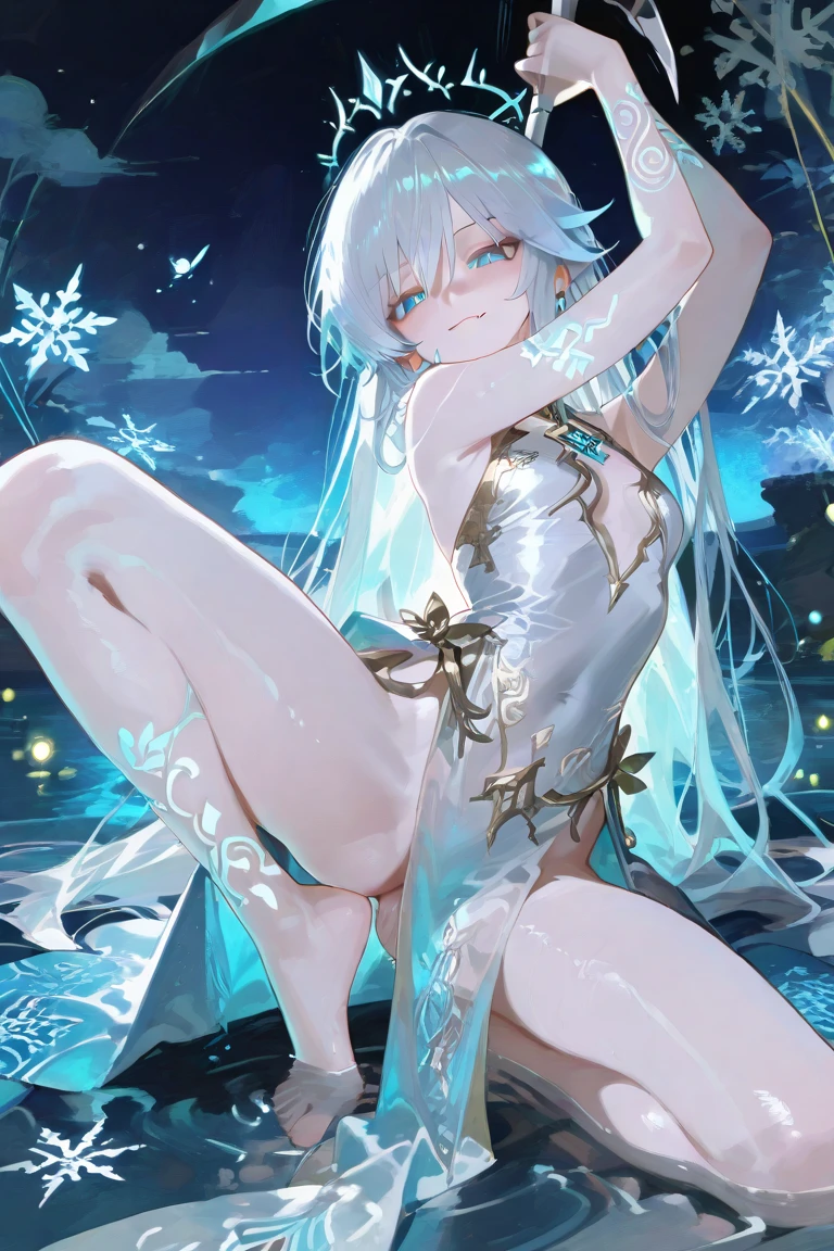 White hair, long hair, blue eyes, beautiful female, lingerie, sexy pose, spread legs, wet pussy, ahegao, tongue open