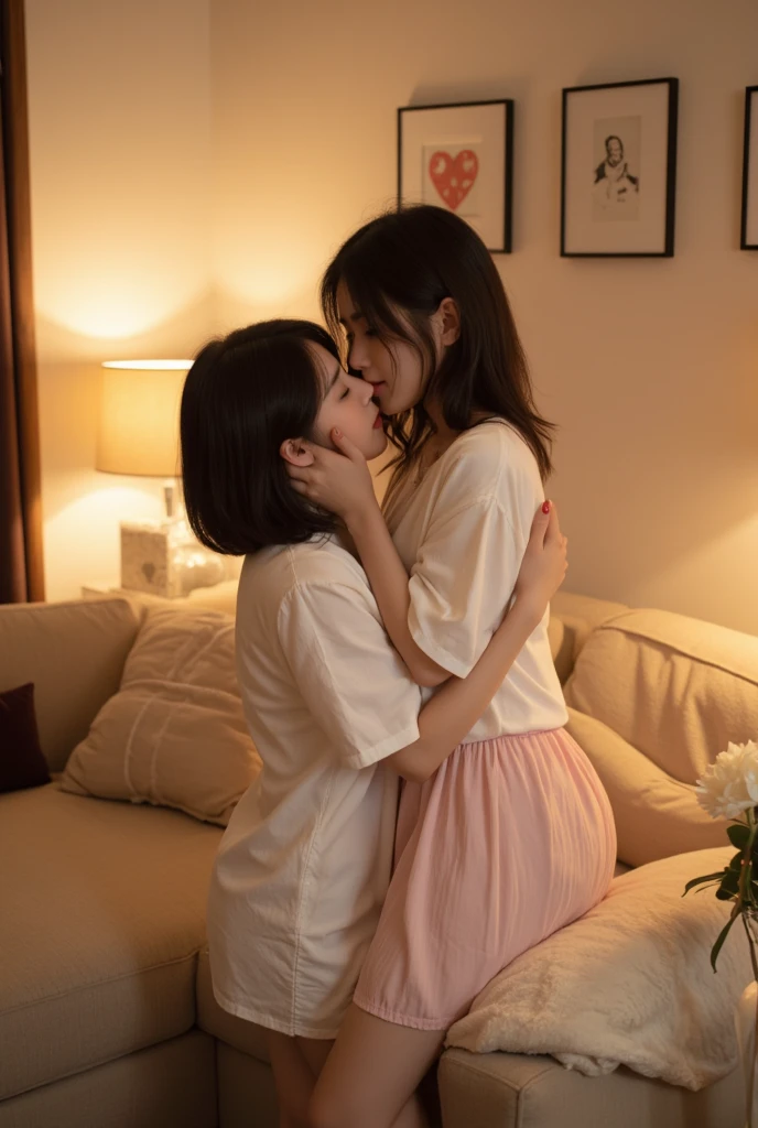 Middle-aged man and age girl in the bedroom、((A middle-aged Japanese man and a girl are sitting on the bed and hugging each other:1.4))、((kiss me goodbye:1.4))、((full nude:1.5))、((A middle-aged man with short hair wearing a white bathrobe:1.4))、Big Real 、High school girl with a surreal short cut popular on CGSTATION、realistic、deep kiss、((Both of them are naked:1.4))、((High school girl wearing a white bathrobe:1.4))、(( standing、middle-aged man sitting on the bed、the two hug and kiss:1.4))、