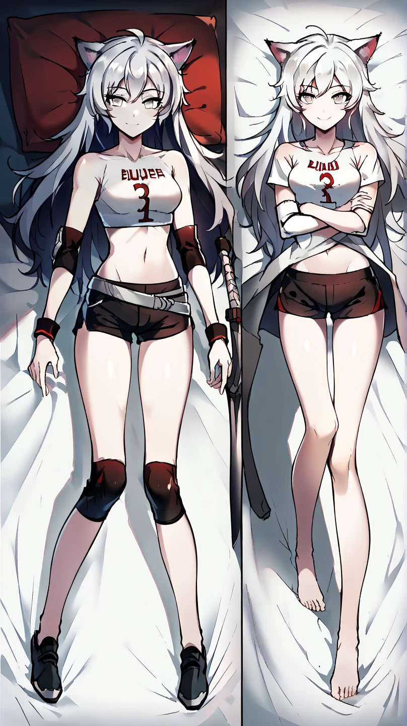 Women, pale skin, burn scars on left arm, burn scars below left eye, silver hair with pretty bangs, small bust, big hips, silver colored eyes
