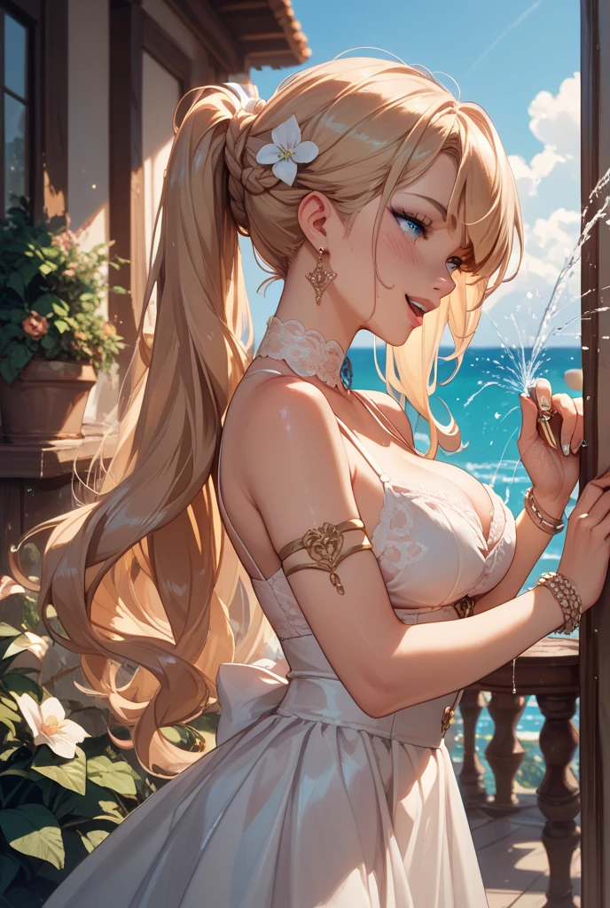 ((best quality)), ((masterpiece)), (detailed), 1girl, (big forhead:1.2),extremely detailed cute anime face, (((flat chest))), (flat chest:1.1),((((long twin braids,tight braids,long braid,braided hair,long hair)))),intricate eyes,beautiful detailed eyes,symmetrical eyes,(((detailed face))),beautiful detailed lips, looking at this, (((embarrassed))),(horrified expression),(panic),(crying),highres,(best quality),(ultra detailed,extremely detailed),perfect face details, ((masterpiece:1.4, best quality))+, (ultra detailed)+, long twintails, cute girl, (flat chest:1.1), small breasts, slim body, skinny, (narrow hips), prominent collarbones, skinny arms, flat stomach, visible hip bones, long hair, red hair, white hair, blonde hair, dark hair, ponytail, thick ponytail, heavy ponytail, small breasts, perfect face, small breasts (flat chest:1.1), NSFW, long revealing gown,Detailed body,Full limbs,(from behind), (turning), NSFW, (flat chest:1.1), nude