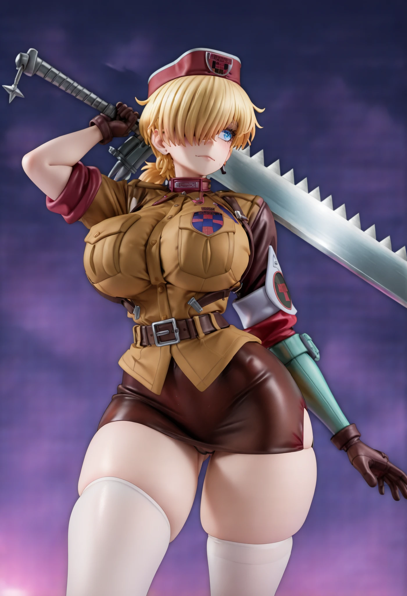 A girl,Saw sword,long sword,Guerrero Doppelsoldner, Puff and Slash fabrics in bright colors underneath