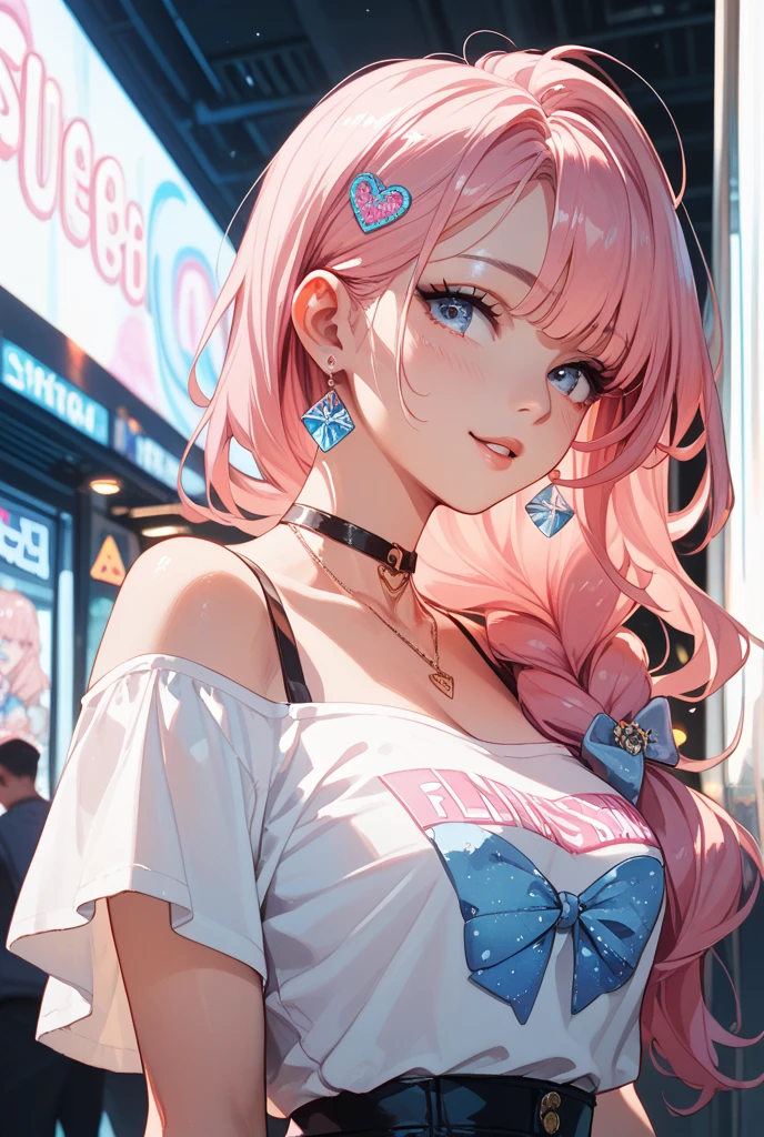 Nice ，cabelo escuro，pink lips，Vestindo uma camisa preta，Paleta pastel estilo Aurora Punk，an anime illustration of her face，gifs animados，hand drawn animation，Captivating sketches，Suave e brilhante，romantismo nebuloso，estilo superplano,Fundo branco - ar 1:1 - New expression of 5 styles - 50，decote，(seios grandes，The straps slip)