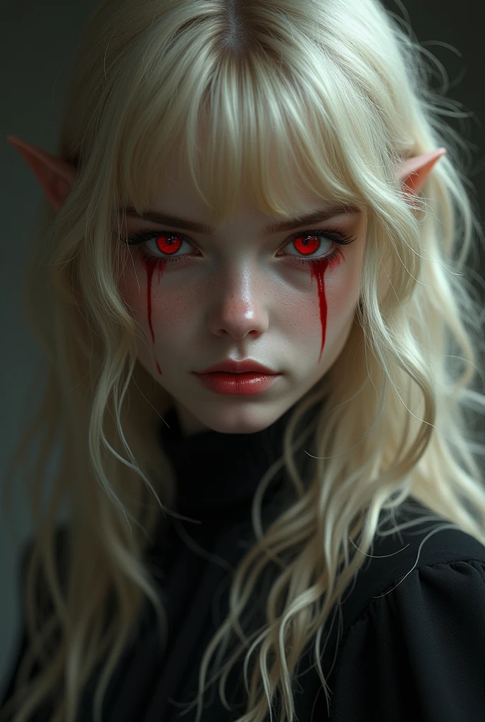 Masterpiece, Best Quality, High Quality,(Dark shapeless creature with dark red glow and red eyes and surrounded by darkness:1.2), (darkeness:1.2), Abstraction, Deep sea, Award-winning photography, Depth of field, HDR, Very detailed, Trend in art stations, trend in CGSociety, Complex, High detail,(Masterpiece:1.2, Best Quality), (best illumination, Very Delicate and Beautiful), (best illumination, very delicate and beautiful), (beautiful face detailed), (detailed eyes and detailed face:1.2), dark fantasy, (girl, little beast, 1girl, solo, Lying on the floor, pool of blood, crazy smile, pale skin gray hair, glowing red eyes, dynamic angle, vampire), get demons to be summoned, Magic thunder, pointy_ears, fangs, demon wings, demon horns, blood on face, blood rain, blood mist, (depth of field), high contrast, (blood splatter: 1.4), full body, , scream, sacrifice, Magnificent stage,