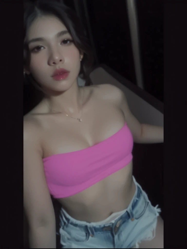 a close up of a woman in a pink bra top posing for a picture, 2 , 21 years old, 1 8 yo, 2 3 years old old, ayahausca old, 18 years old, 2 9 yeooth pink skin, 2 4 years old old)