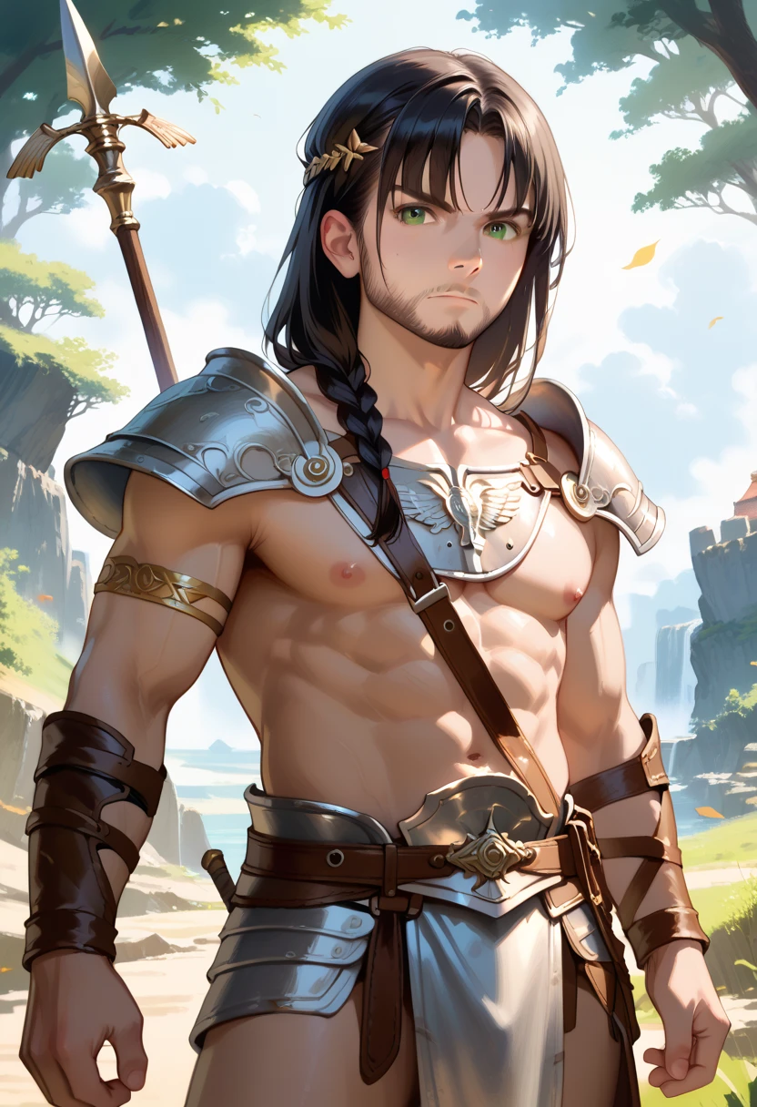 ((Masterpiece, ultra high definition, detailed, 8K)), 1 elf boy, Scandinavian, neutral, dark skin, Dimly lit forest in the background, ((Black mage style costume, very revealing)), skinny, handsome face, gay erotic, raised sexy,