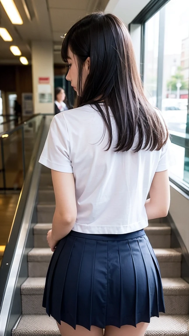 Beautiful Japanese schoolgirl in uniform, Short skirt, view from behind, get it.see the ass, en postura de 4 patas get it ve el ano abierto