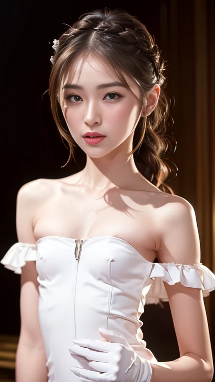 (Grimm fairy tale world),(schneewigchen,Princess Snow White:1.3),(who is the most beautiful in the world? Mirror showing Snow White asking a question.:1.3))),(((Girl in the mirror;1.3))),(((Luxurious gold frame mirror:1.3))),Snow-white skin, cheeks and lips red like blood,Eyes as black as the wood of an ebony window frame.(((lace off shoulder gothic dress))),(clothes that emphasize big breasts),Make the subject look three-dimensional with the contrast of light and shadow),Cute and beautiful girl,Cute round face,Cute smile,with blush cheeks,Red Lip,(silver white hair,Floral braided headband,half up、Floral Braided Space Van,Voluminous Fishtail Braids,Twisted chignon,),(Bangs are see-through bangs),hair pin,hair adornments,detailed clothes features,Detailed hair features,detailed facial features,(Dynamic angles),(Dynamic and sexy poses),profetional lighting,Cinematic Light,(masutepiece,top-quality,Ultra-high resolution output image, depth of fields,) ,(The 8k quality,depth of fields,Anatomically accurate facial structure,),(Sea Art 2 Mode:1.3),(Image Mode Ultra HD,)