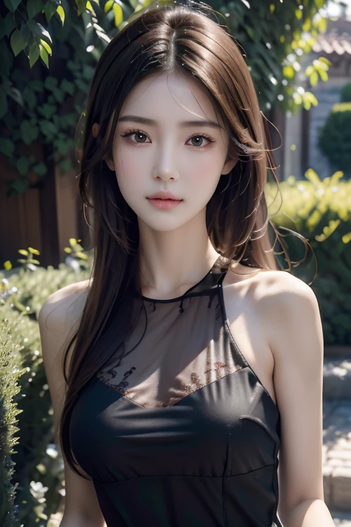(ultra realistic) , (illustration), (increase resolution), (8K), (extremely detailed), (best illustration), (beautiful detailed eyes), (best quality), (ultra-detailed), (masterpiece), (wallpaper), (detailed face), 1 girl, black straight hair, slender body, delicate details, in the dark, deep shadow, low key, pureerosfaceace_v1, happy smile, summer dress, waterfall, rainforest
