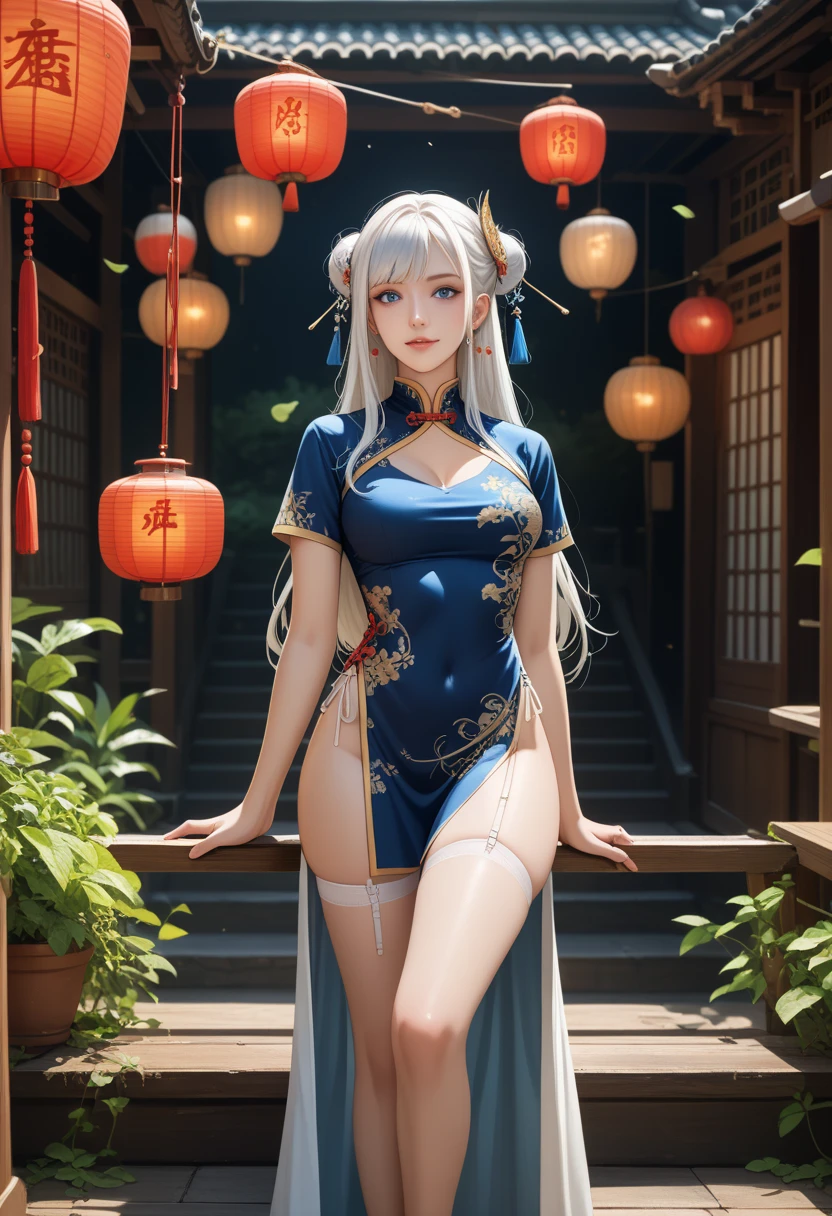 masterpiece, best quality, very aesthetic, absurdres, (best quality,4k,8k,highres,masterpiece:1.2), best quality, masterpiece,(anime screencap:0.5), hi res, masterpiece, best quality, very aesthetic, absurdres, 8k, sjk,hrm,frngc,rkmls, illustration, digital art, splash art, ray tracing,  shadow and light, best quality, perfect light, perfect shadow, perfect, best perfect volumetric fog, high texture detail, perfect shaders, HDR, perfect background, full color, perfect composition of the background, perfect background, perfect composition, perfect light, perfect shadow value, perfect shade,  perfect focus, perfect depth of Field, perfect background, perfect objects, ((realistic graphic)), 


jingliu,1girl,white hair,long hair,ponytail,hair ribbon,red eyes, earrings, jewelry, blue dress, skirt, short skirt, bare shoulders, detached sleeves, (huge breast), ice aura, ice around body,


in town, town, town from china,  perfect town, perfect object in town, 
standing, full body,