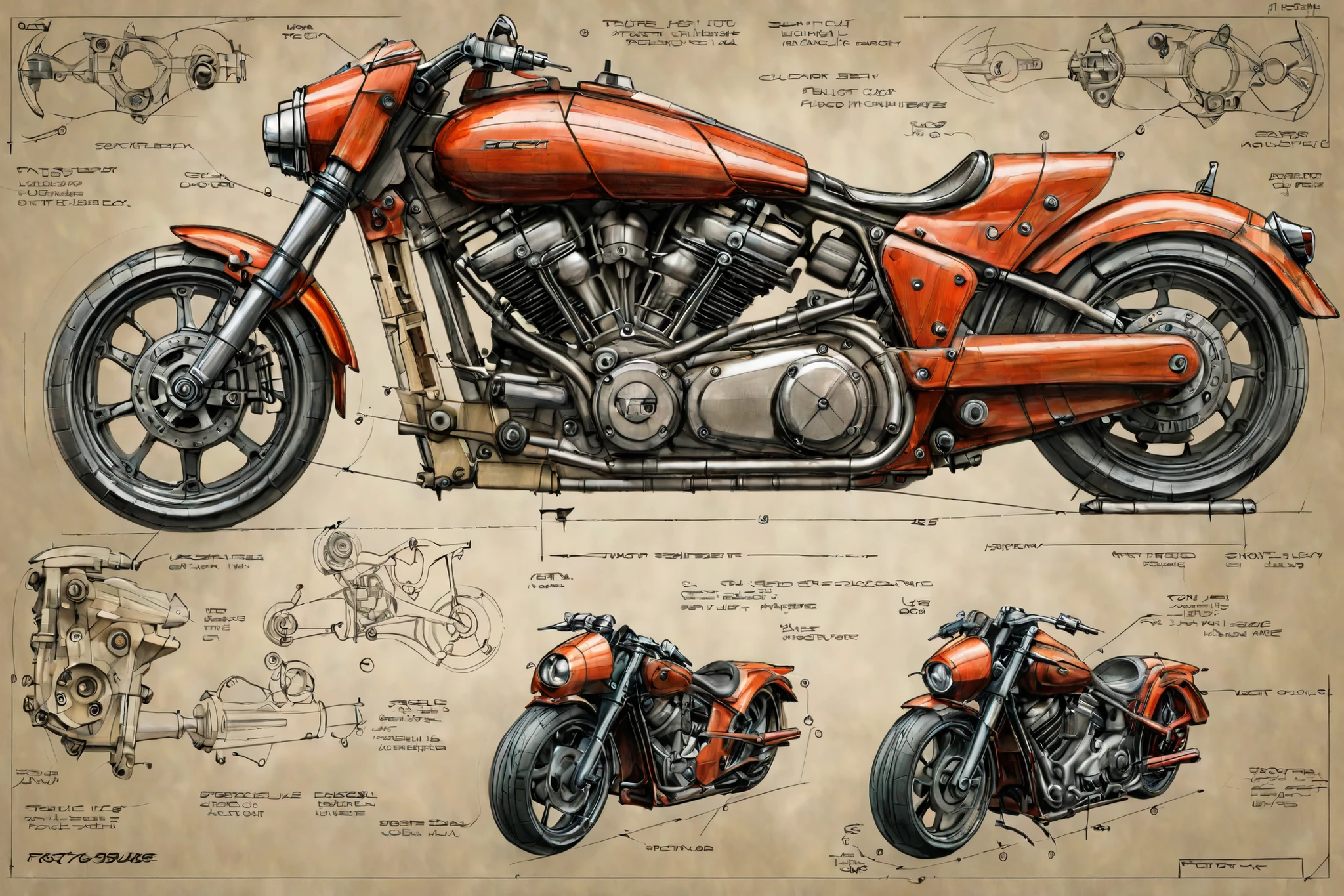 MOTORCYCLE, footscribe, ftsc, Technical sketch