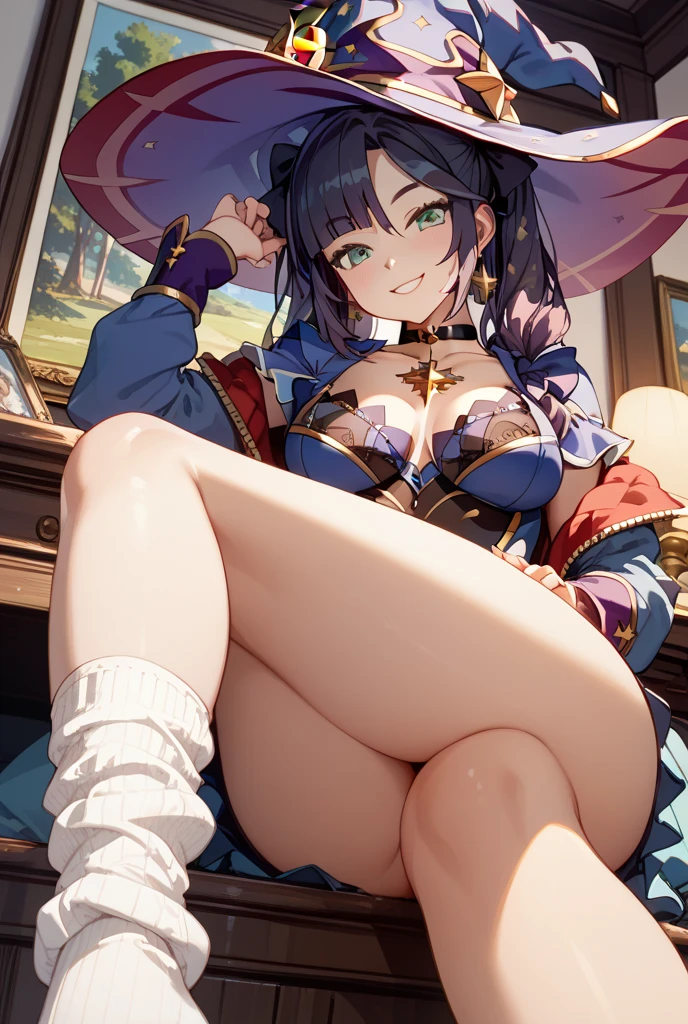 One person、solo、semi-long、chest、blue eyes、巨大なchest、chestの谷間、Purple Hair、Wheat-colored naked、
Ocean賊、hat、Ocean賊hat、、mini skirt、boots、ニーboots、Revealing outfits、
Ocean、、Boat、Boatの上、Ocean賊Boatの上、On Deck
